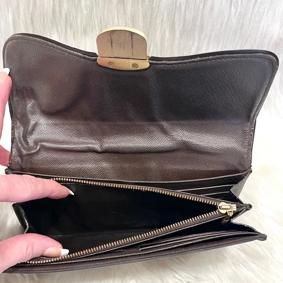 Authenticated Louis Vuitton Damier Ebene Sistina Long Wallet - Picture 9 of 16